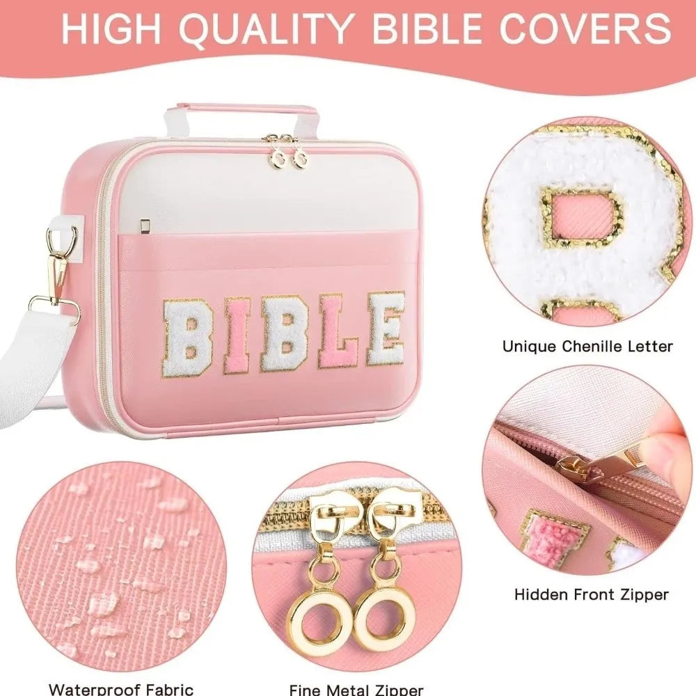 Portable Bible Cover Case Dustproof Large-capacity Bible Carrying Bags with Shoulder Strap Multilayer Book Storage Bag Women Oasis Select