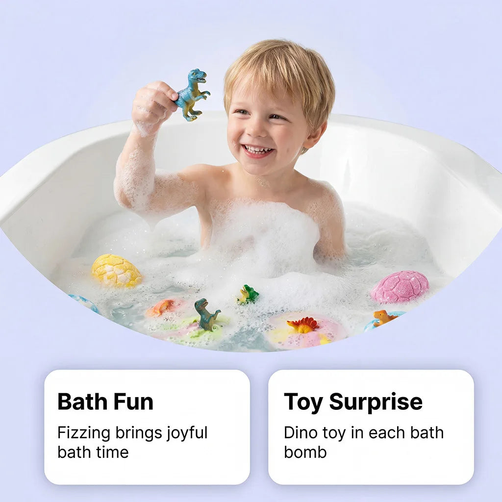 Dinosaur Egg Bath Bombs with Surprise Toys – 6-Pack Kids Gift Kids Bath Bomb Set Oasis Select