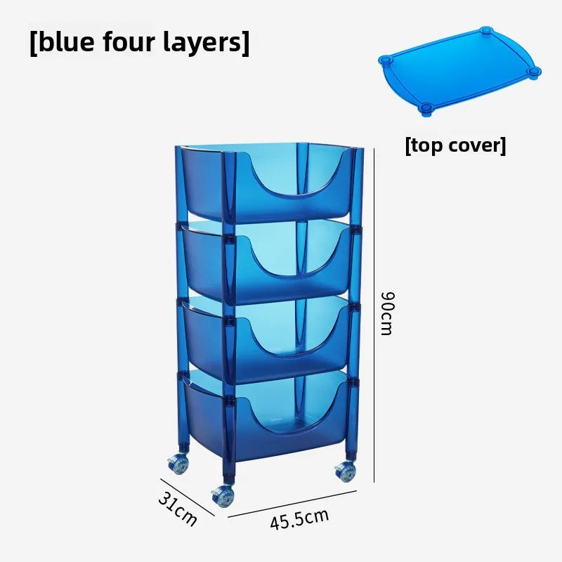 Creative acrylic multi-layer removable shelves ins bedroom kitchen trolley bathroom storage cabinet Oasis Select Blue 4 layers
