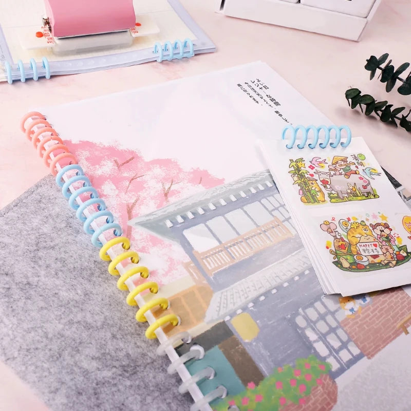1-4pcs plastic 30-hole binder spine, can be cut, can hold up to 85 sheets of paper, DIY paper notebook album. Oasis Select
