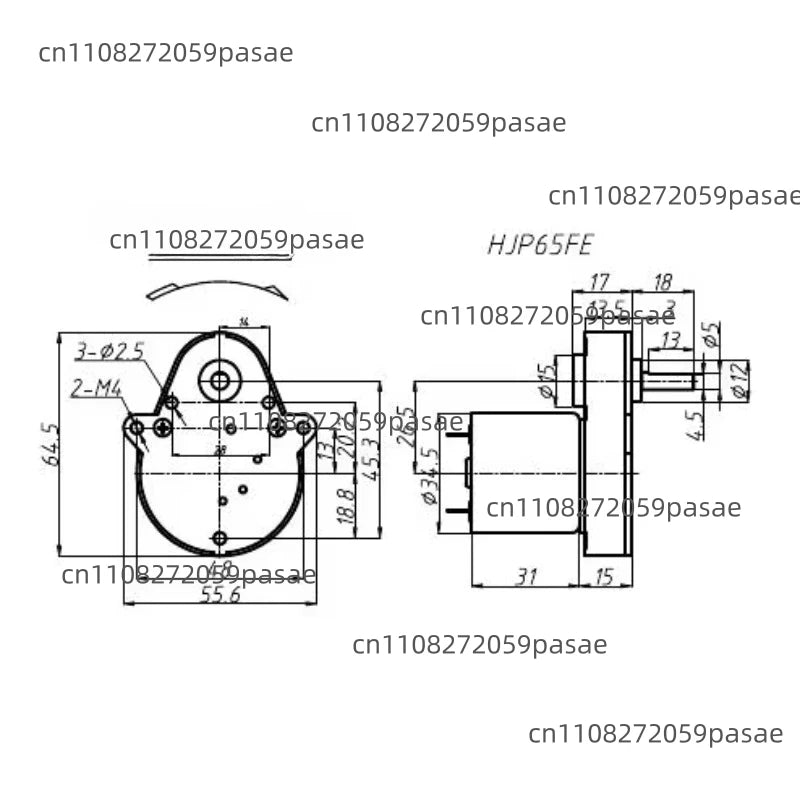Variable Speed Flat Gear Motor 12V/24V High Torque 5mm Shaft