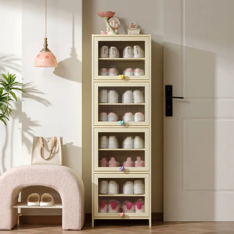 Cream wind dopamine shoe cabinet household simple door multi-layer dust storage shoe rack Oasis Select