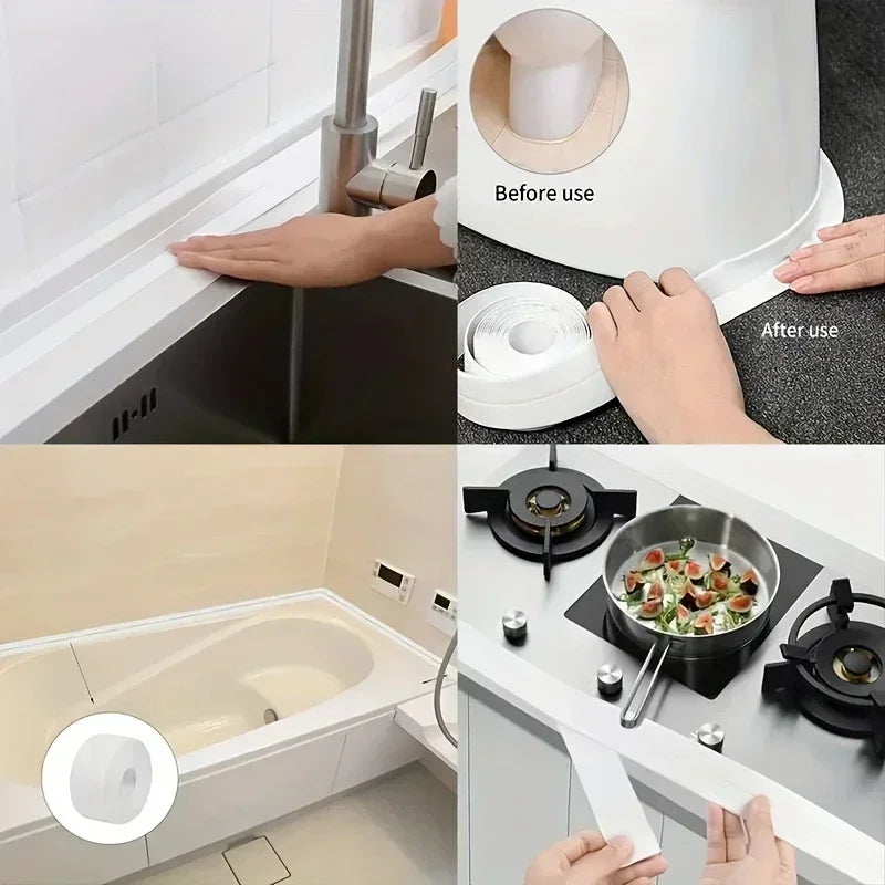 PVC Waterproof Sealing Tape Bathroom Toilet Caulk Tapes Kitchen Sink Countertop Mildew Fouling Proof Sealer Self Adhesive Strip Oasis Select