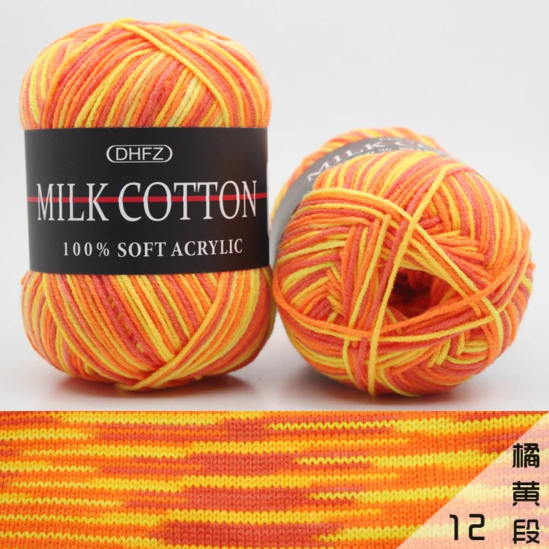 DIY Three Strands Graded Section Dyed Wool Medium Fine Cotton Thread