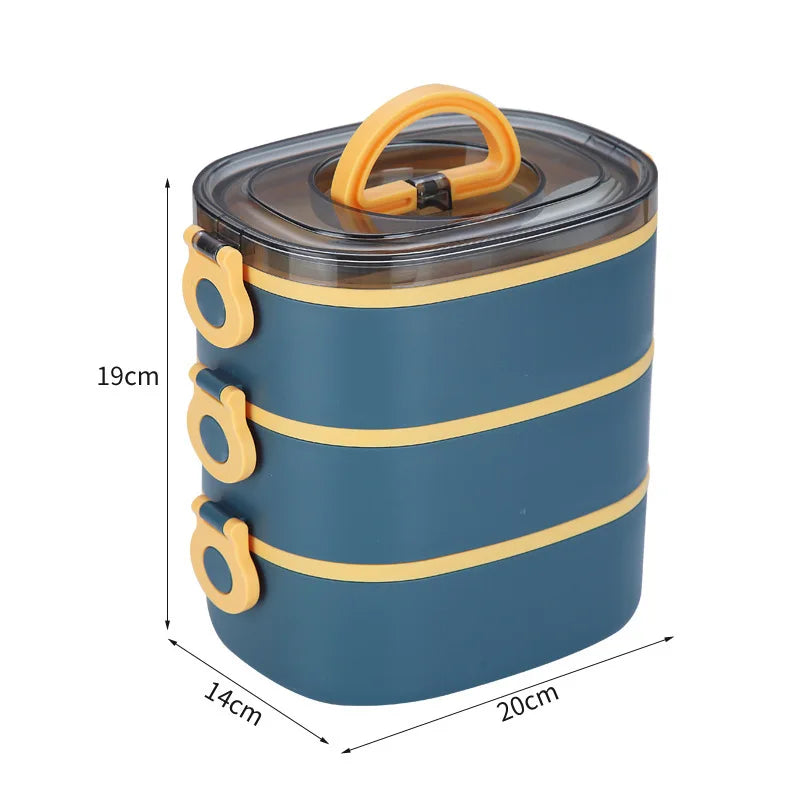 2000ML Insulation Lunch Box Portable 3 Layer Student Bento Box Leakproof Microwavable Food Container School Travel Office Picnic Oasis Select Blue 3 2000ml