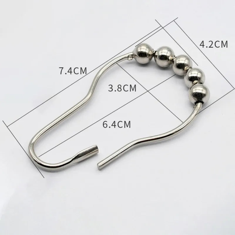 12 pcs/pack Rustproof Bath Curtain Rollerball Shower Curtain Rings Hooks 5 Roller Polished Satin Nickel Ball Curtain Accessories Oasis Select