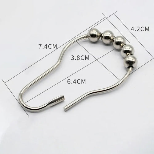 12 pcs/pack Rustproof Bath Curtain Rollerball Shower Curtain Rings Hooks 5 Roller Polished Satin Nickel Ball Curtain Accessories Oasis Select