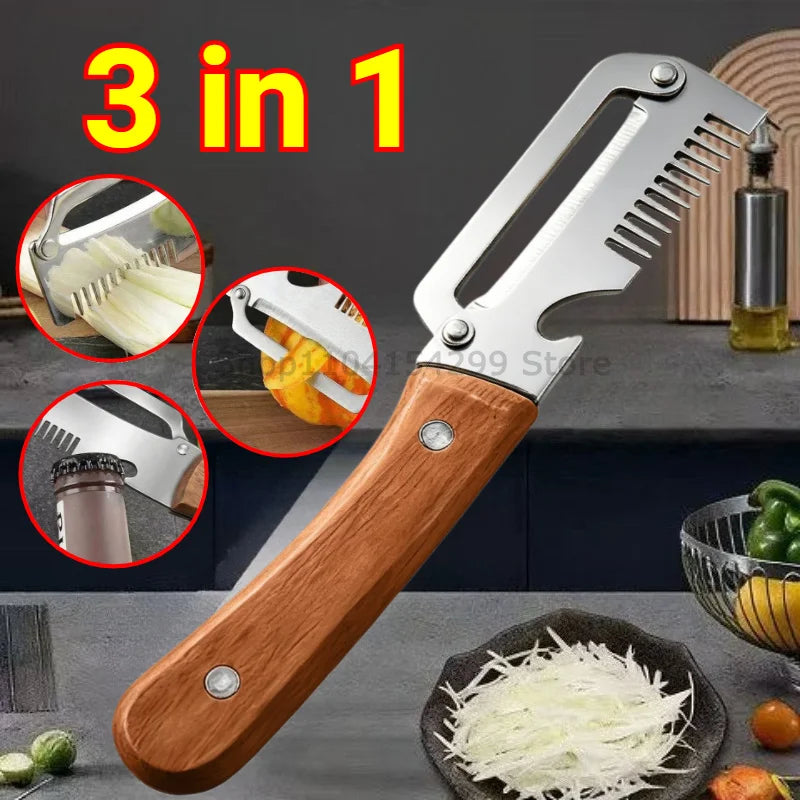 Wooden Handle Paring Knife High Appearance Kitchen Special Fruit Planer Sugarcane Paring Knife Household Thick Scraping Tools Oasis Select
