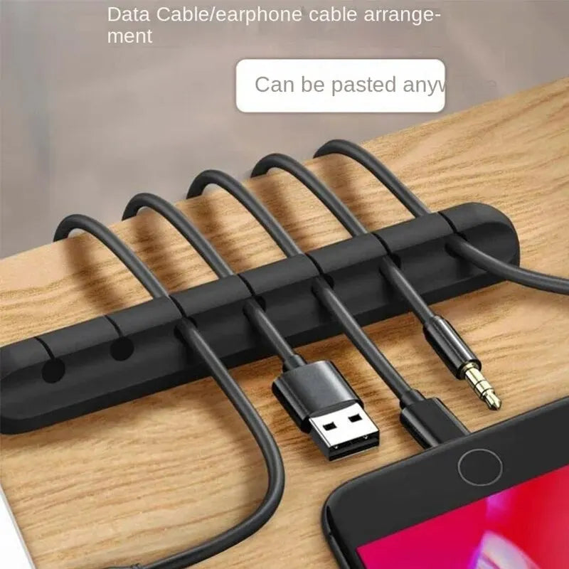 Self-Adhesive Power Cord Cord Manager Fixed Chuck Plug Mouse Cable Headset Winder Mobile Phone Data Cable Card Silicone Desktop Oasis Select