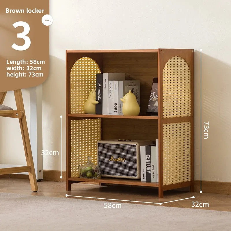 Bookcase integrated against the wall Student household bookshelf Floor-to-ceiling shelf Living room storage Multi-layer locker Oasis Select Brown 3-58