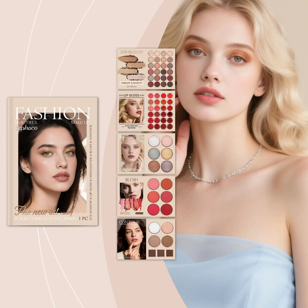 All-in-One Makeup Cosmetic Set Eyeshadow Palette Lip Gloss Blush Contour High Pigment Long-Lasting Stunning Daily Looks Oasis Select