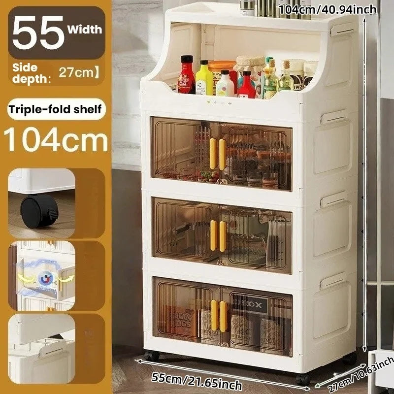 Home high-end appearance storage cabinet, bedroom bedside table, kitchen multi-level foldable storage rack Oasis Select 4 layers-clear