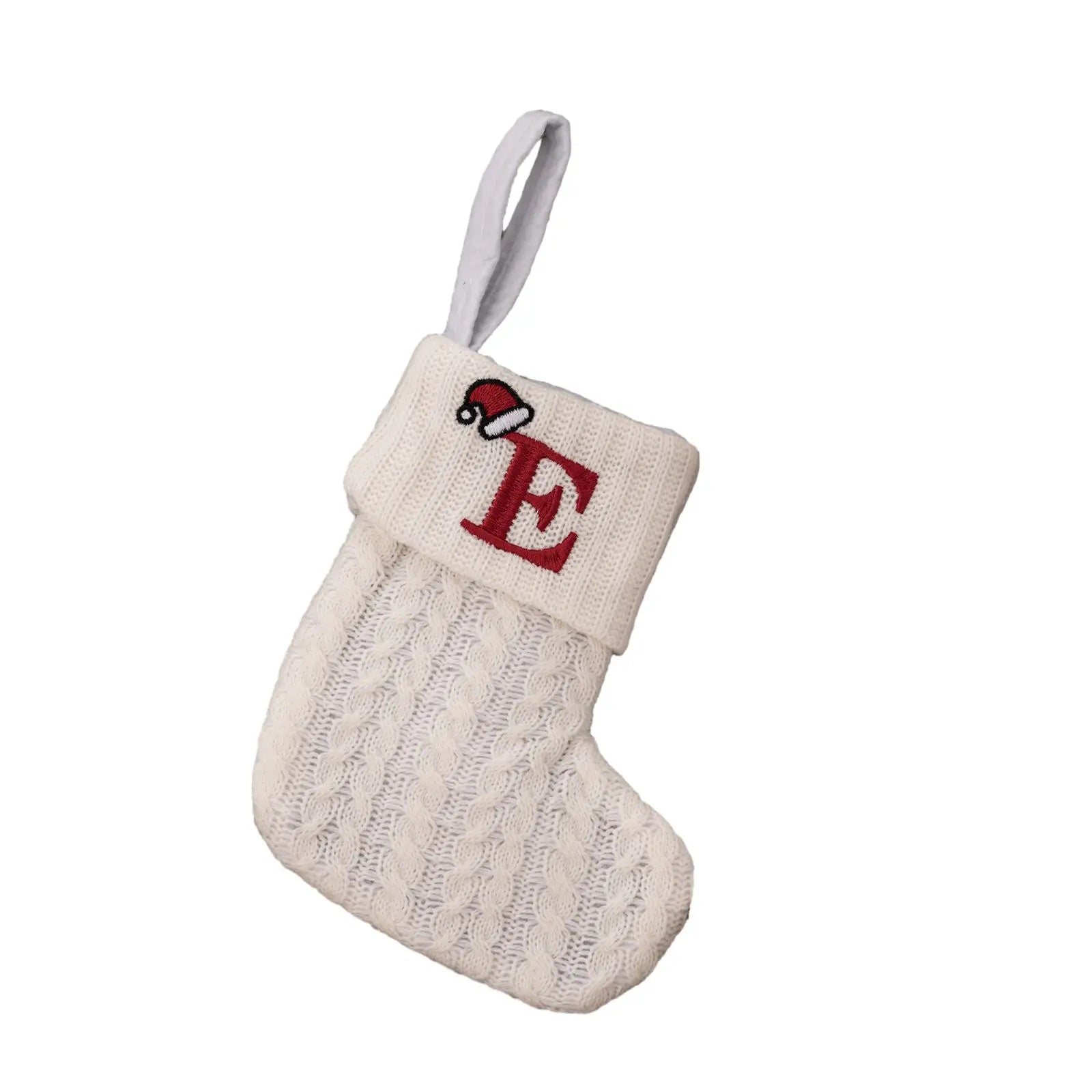 With Hanging Rope Christmas Stocking Children Candy Bag Beautiful Knitted Pendant White Snowflake Alphabet Christmas Tree Oasis Select E China Mainland
