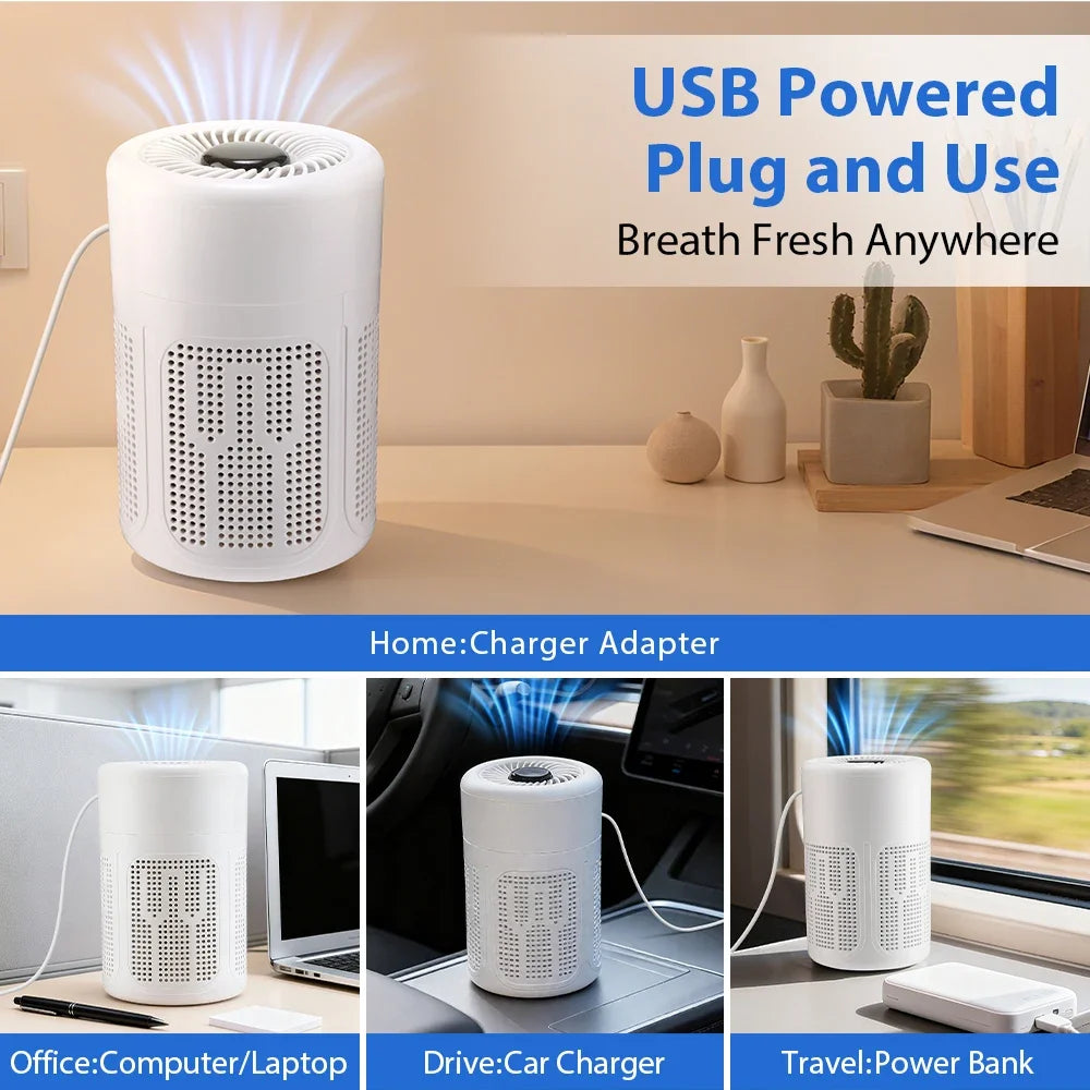AFDEAL Mini Desktop HEPA Air Purifier – Negative Ion & Aromatherapy