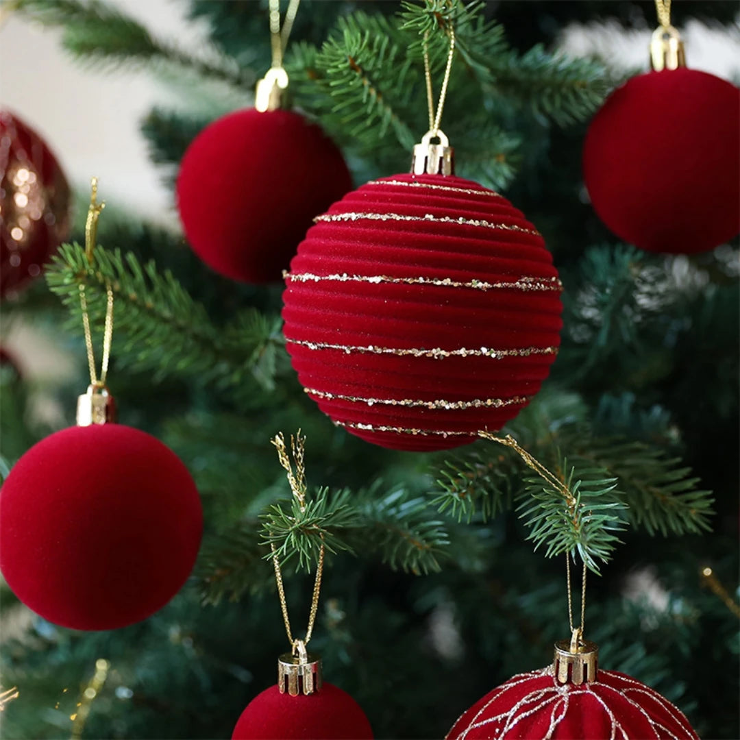 36-Piece Burgundy Velvet Christmas Ball Ornaments Set