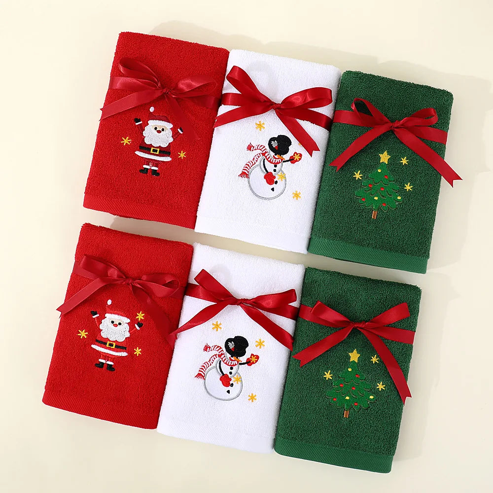 Christmas themed embroidered soft and skin friendly pure Cotton towels suitable for daily kitchen and bathroom use Oasis Select