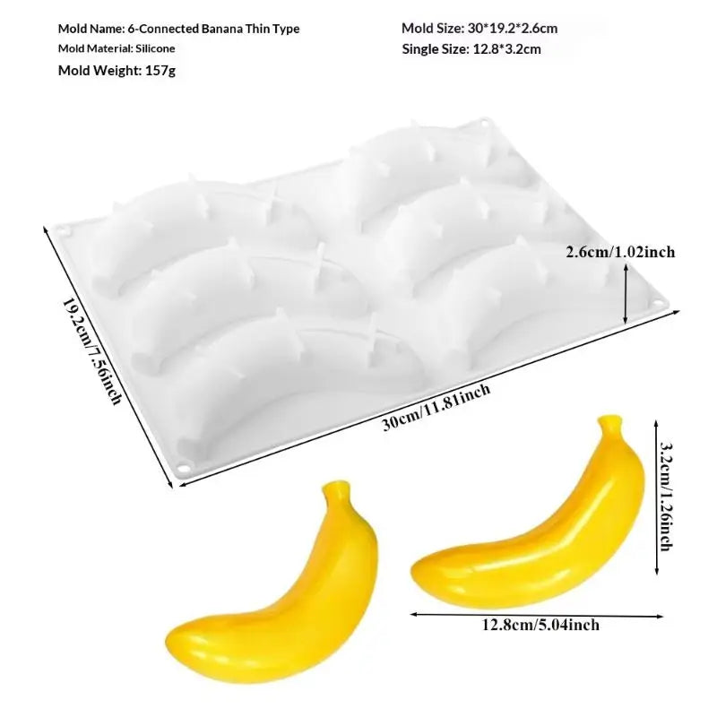 6/12 DIY Cavity Banana Mousse Cake Silicone Mold Chocolate Pudding Dessert French Pastry Baking Mold Candle Mold Oasis Select A