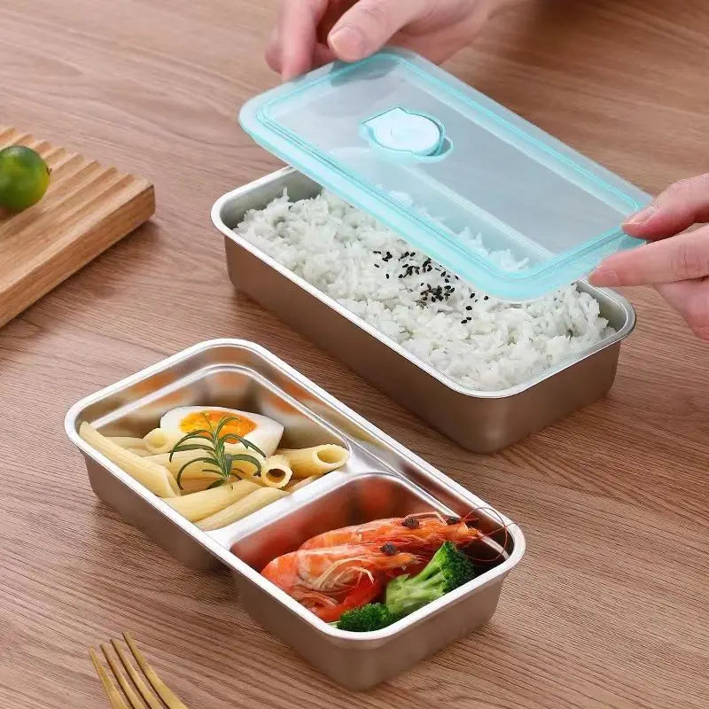 Stainless Steel Dual Compartment Lunch Box & Snack Container