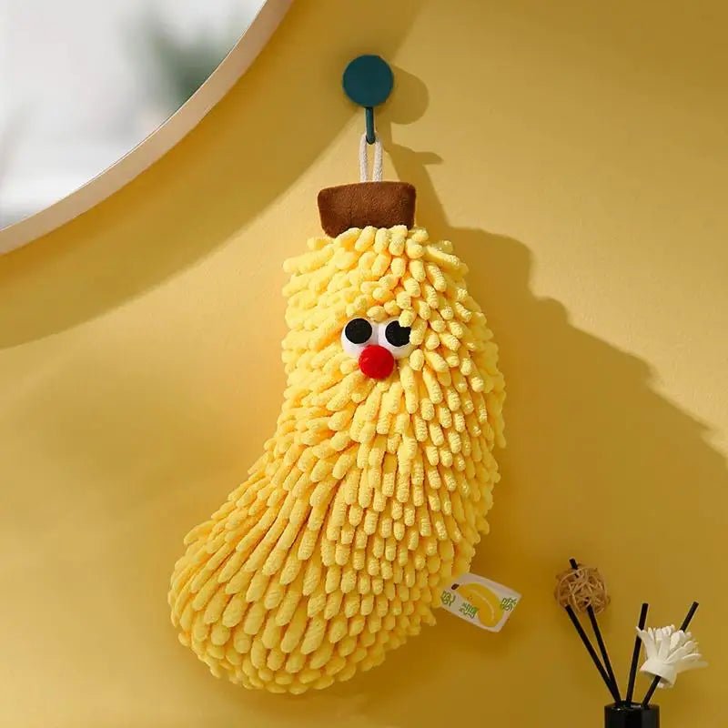 Banana & Strawberry Shaped Hand Towel Soft Absorbent Chenille Hanging Washcloth for Kitchen And Bathroom Oasis Select A