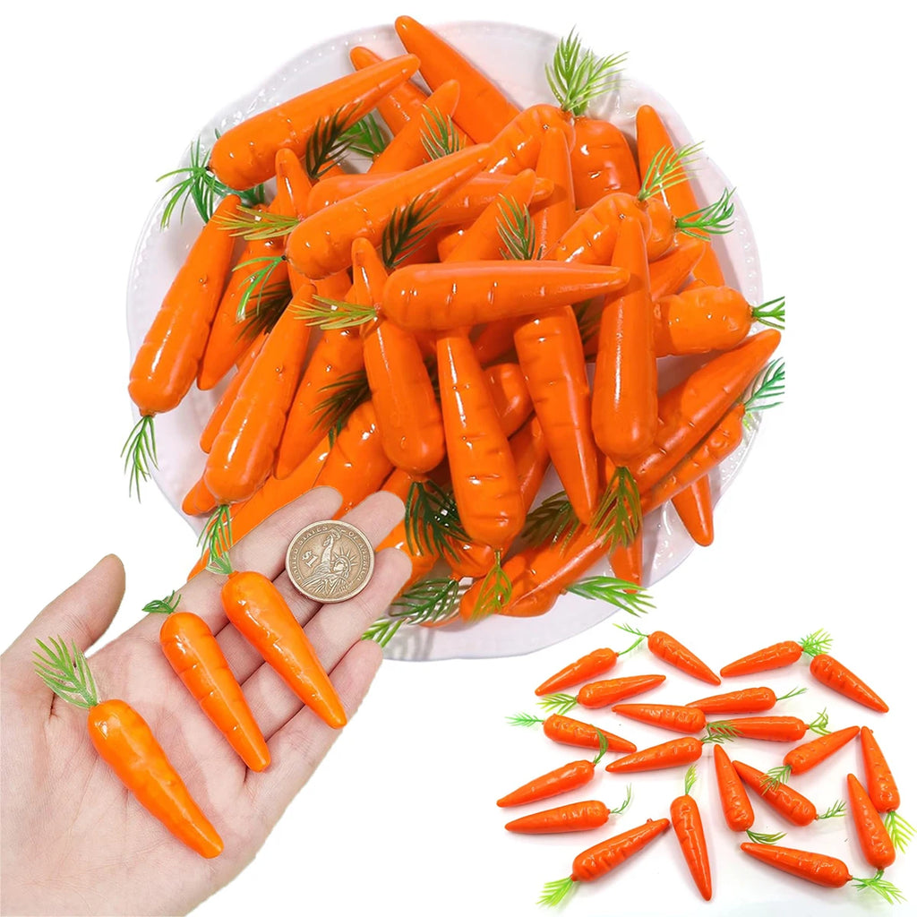 15/30/60PCS Mini Baby Carrots Artificial vegetables Realistic Plastic Fairy Garden Basket Photo Props Vase Filler DIY Decor Oasis Select