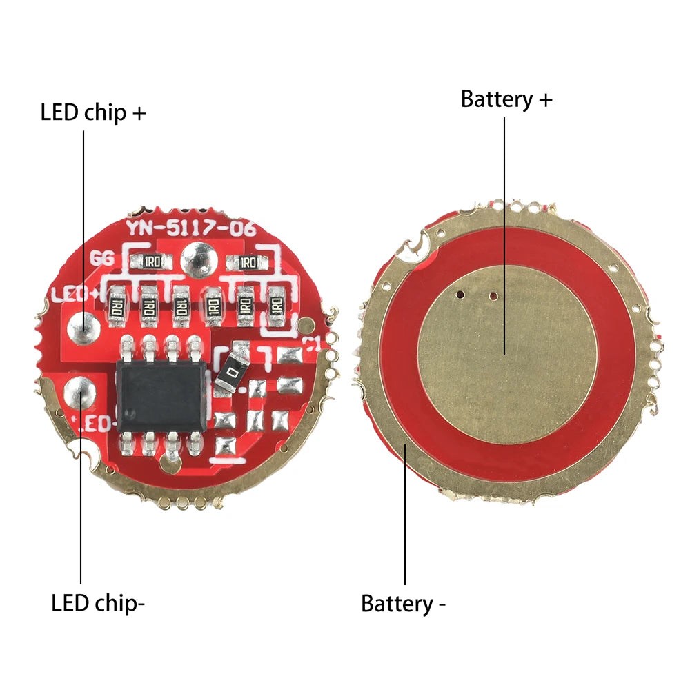 DC 3.7-4.2V Single-Speed Flashlight Driver Board Flashlight DIY Component Compatible with 6-15W LEDs 17/20mm Oasis Select Red