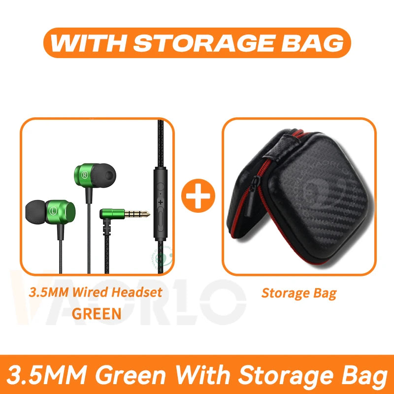 9D HIFI Heavy Bass Game Earphones 3.5MM AUX/Type-C 90° L Elbow Metal Magnetic Music Earbuds With Mic In-Ear Headsets For Android Oasis Select 3.5MM Green With Bag