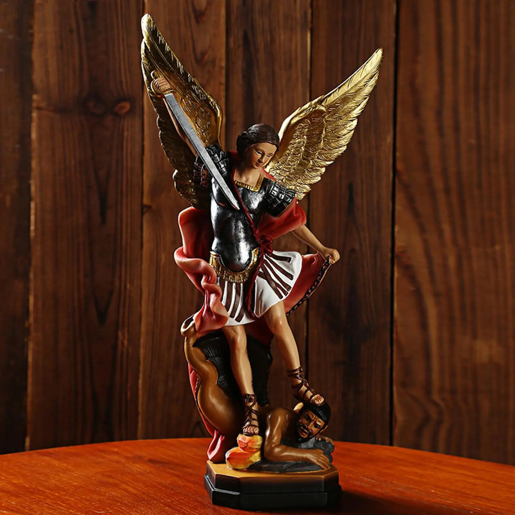 Archangel Michael Figurine St. Michael SanMiguel Arcangel Colored Statue SanMiguel Arcangel Statue Michael Archangel Defeated Oasis Select