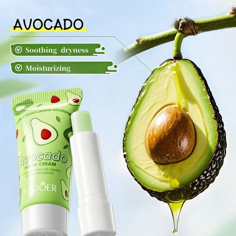SADOER Avocado Hand Cream & Lip Balm 2-in-1 Skincare Gift Set