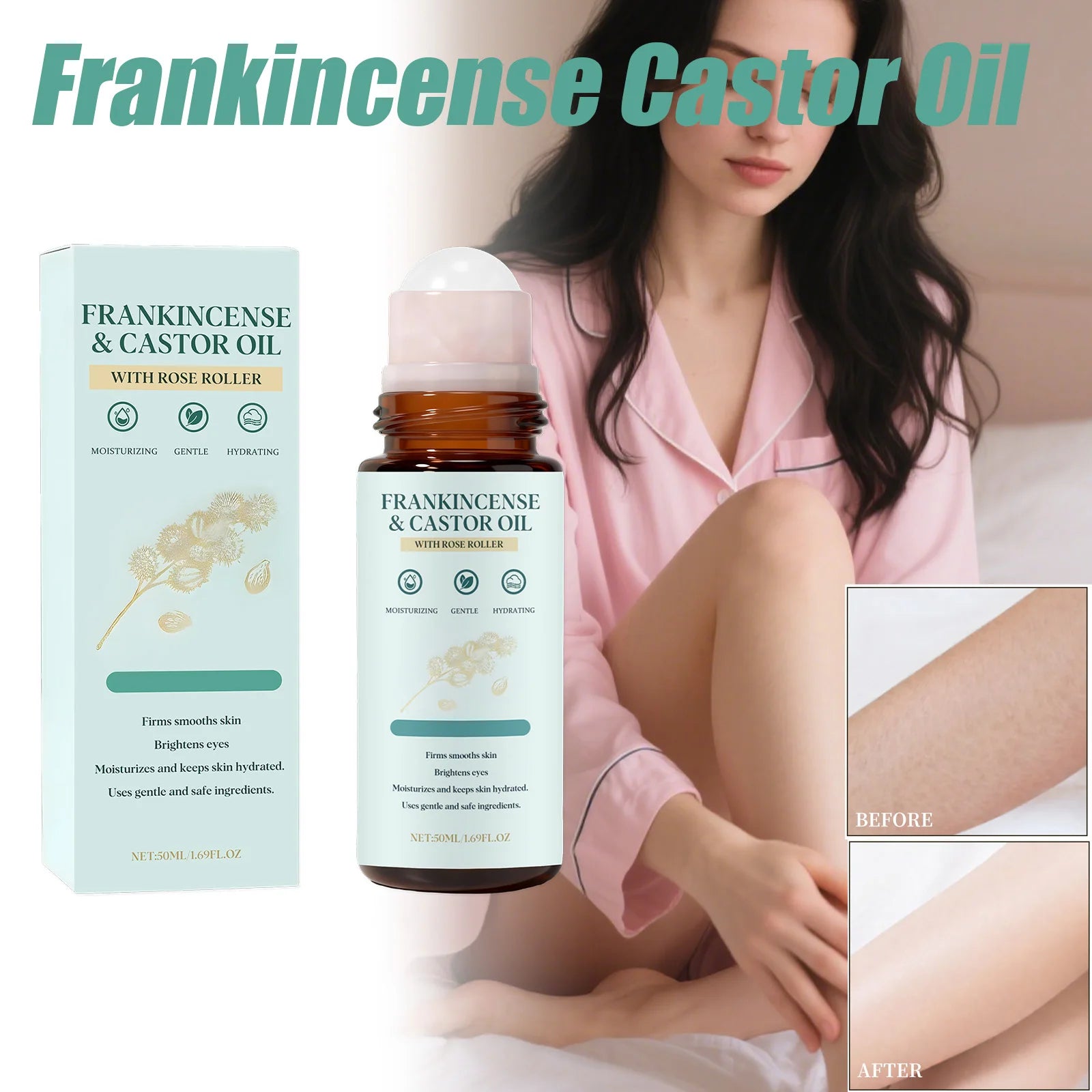 Frankincense Castor Oil Rollerball Soothing & Nourishing Roll-On Oil Improve Dryness Repair Portable Aromatherapy Body Skincare Oasis Select