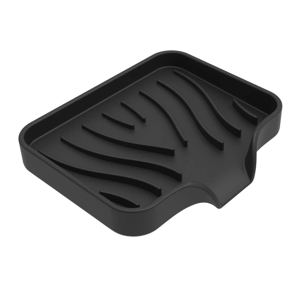 1-Pack Silicone Drain Soap Box Kitchen Bathroom Anti-slip Sink Tray Creative Washing Table Soap Tray Free Punch Drain Rack Oasis Select Black