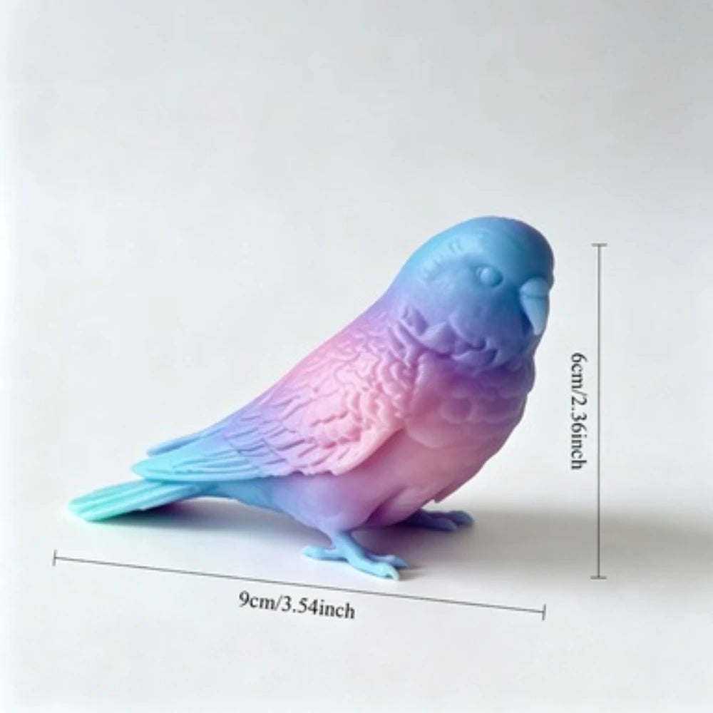 3D Printed Realistic Budgie Parrot Model Lifelike Tiger Skin Parakeet Figurine Desktop Decor Bird Collectible DIY Ornament Oasis Select Random color