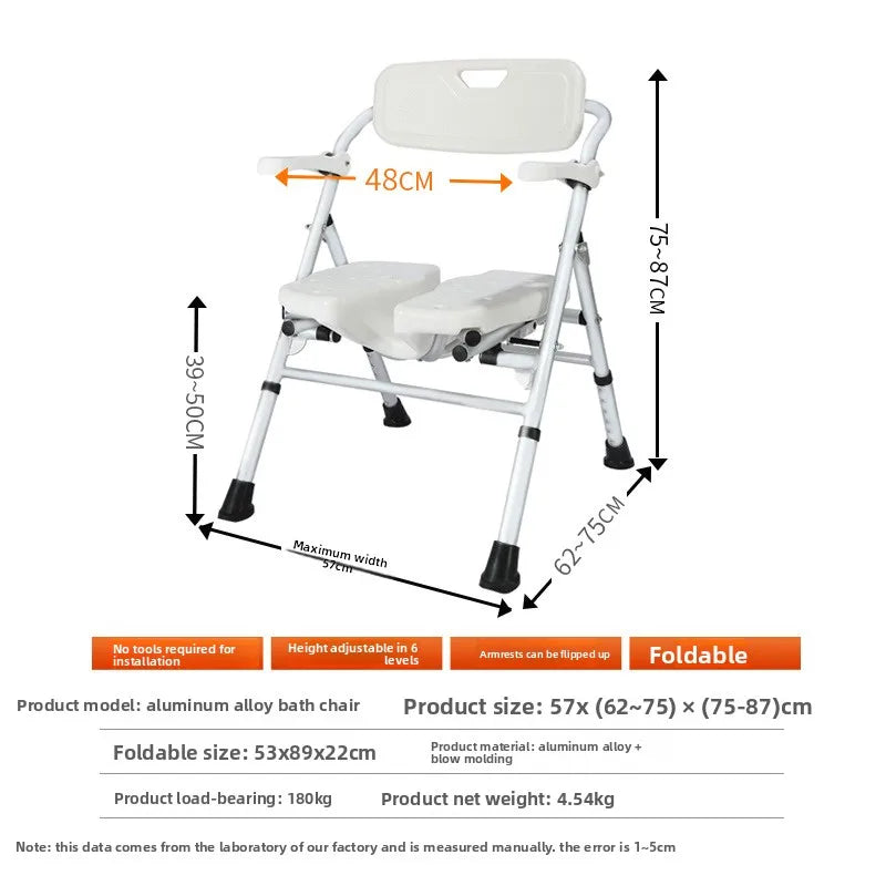 Solid Elderly bathroom bath chair Japanese armrest pregnant woman bath stool with armrest toilet non-slip disabled shower chair Oasis Select YC743B-foot pad