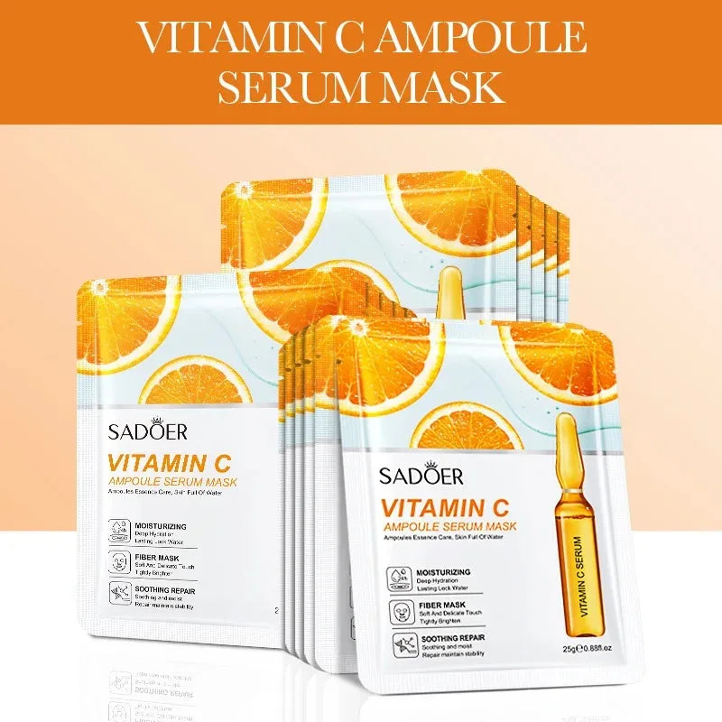 10/20/30pcs 24K Gold Vitamin C Hyaluronic Acid Face Mask Facial Moisturizing Firming Hydrating Facial Masks Skin Care Products Oasis Select