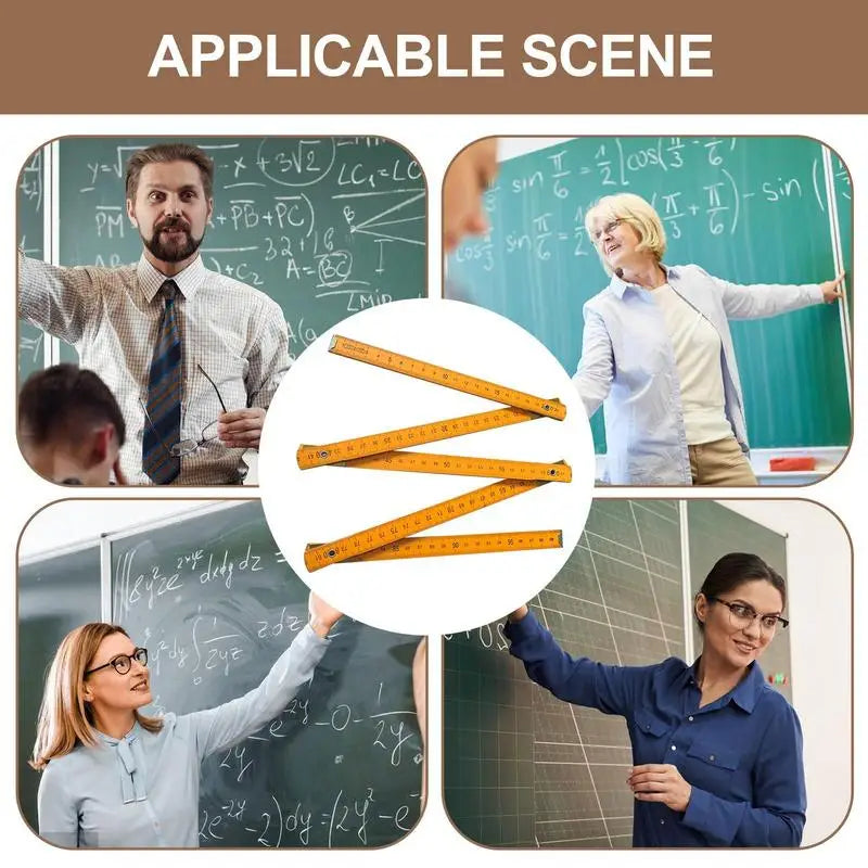 Wooden Foldable Ruler Folding 1 Meter Stick Wood Metric Scale Carpenters Ruler For School Drawing Tools School Supply Teacher Oasis Select