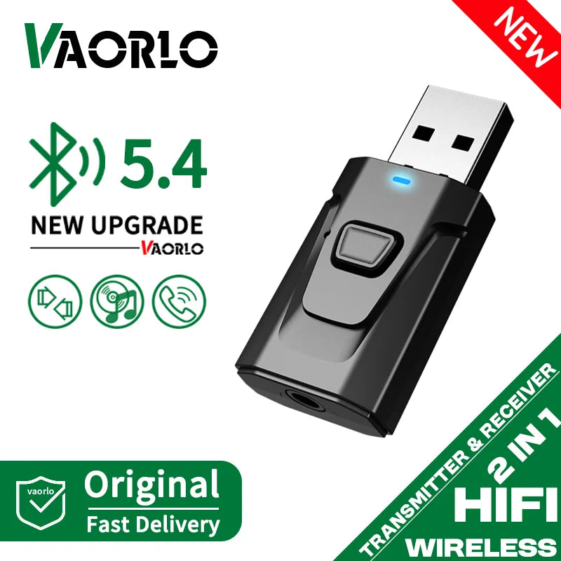 USB Bluetooth 5.4 Audio Transmitter Receiver MIC Wireless Adapter 3.5mm AUX/RCA for TV PC Headphone Home Stereo Car HIFI Music Oasis Select