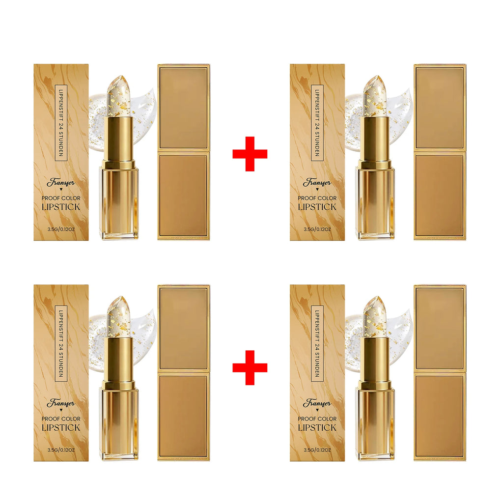 Golden Foil Color Changing Lipstick,Moisturizing and Smoothing Tinted Lip Care Radiant Lip Glow, For All-Day Comfort Oasis Select 4 X3.5g boxed