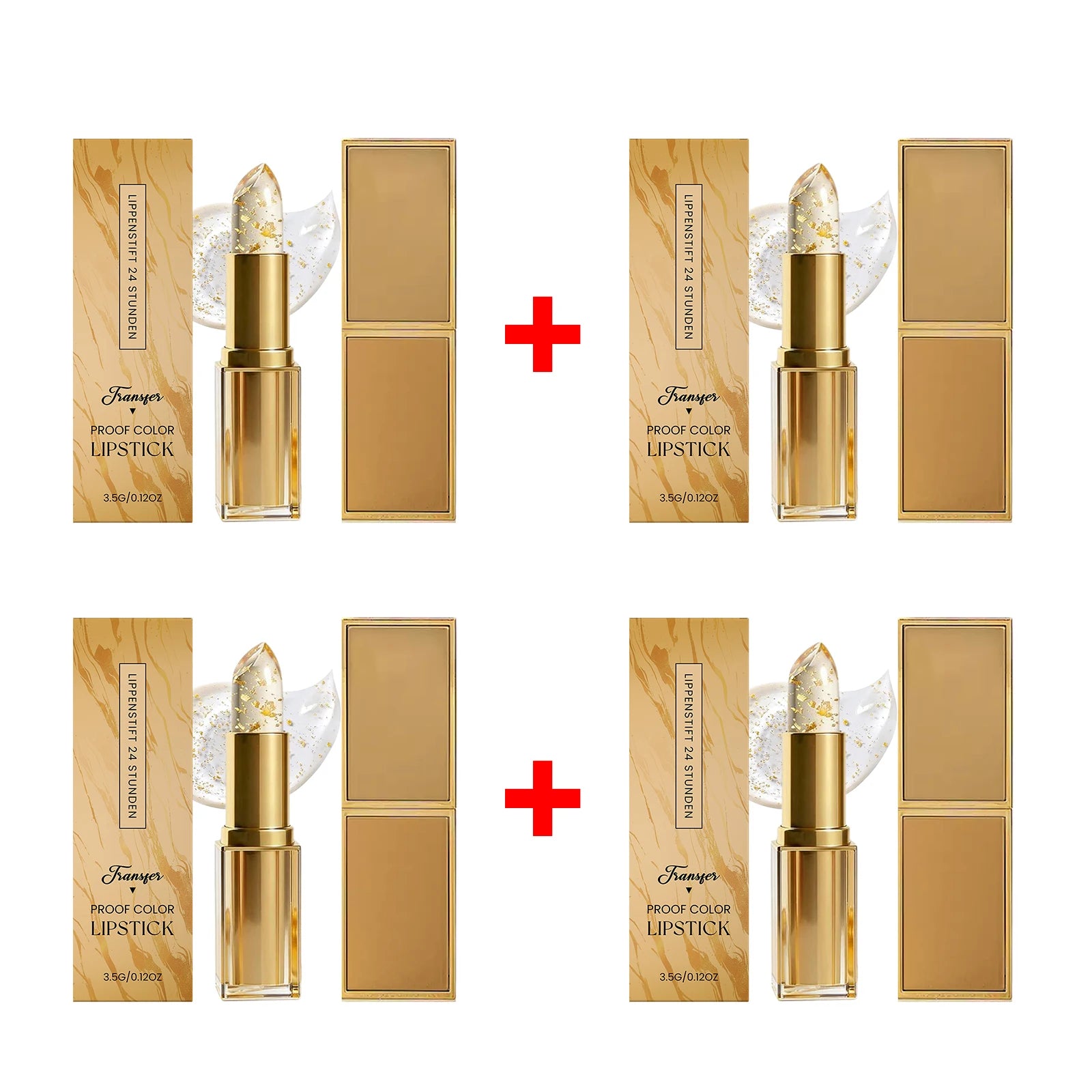 Golden Foil Color Changing Lipstick,Moisturizing and Smoothing Tinted Lip Care Radiant Lip Glow, For All-Day Comfort Oasis Select 4 X3.5g boxed