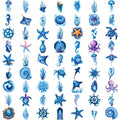 63-Piece Watercolor Sea Creature Temporary Tattoo Stickers
