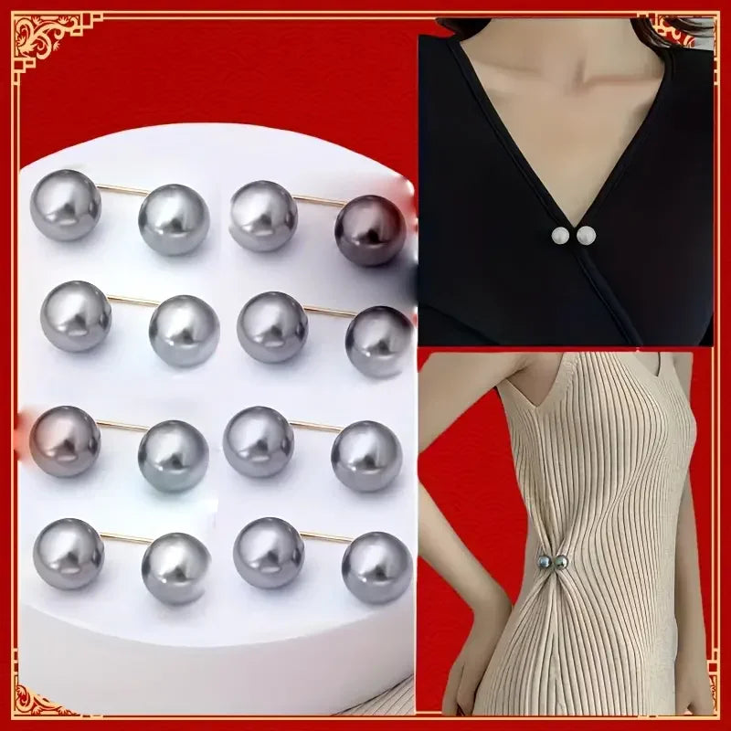 8PCS pearl non-slip safety pins Dress brooch decoration dress waist fastening pins collar adjustment scarf safety fashion Oasis Select 8pcs G4135C