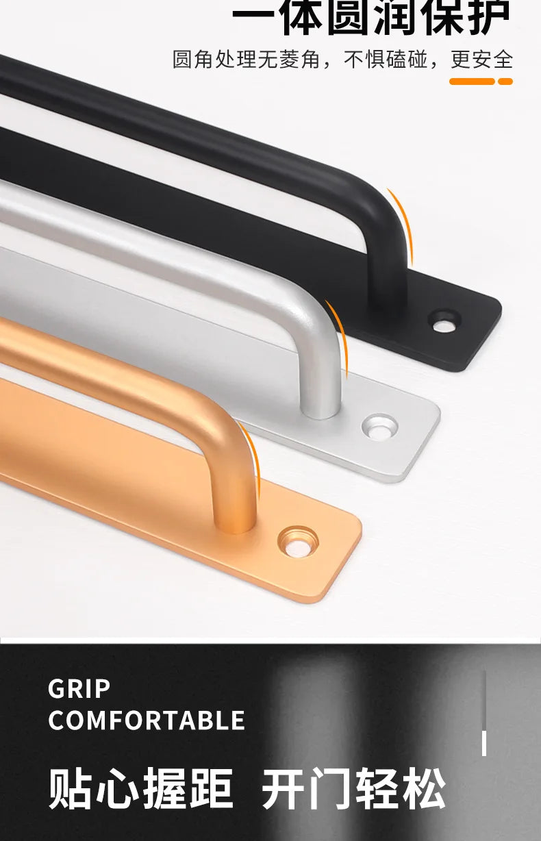 Aluminium Alloy Punch-free Furniture Cabinet Handle Sliding Barn Door Handle Pull And Flush Hardware Set Wood Door Drawer Handle Oasis Select