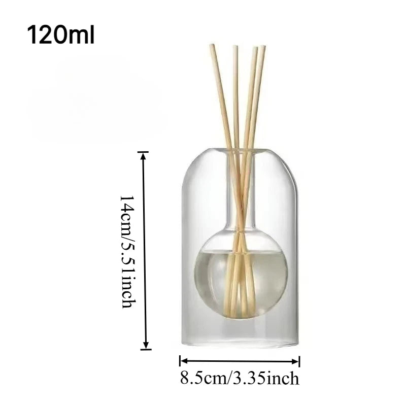 120/200ML Transparent Glass Aromatherapy Diffuser Bottle Glass Storage Containers Home Decoration with Diffusers Sticks Oasis Select 120ml sphere