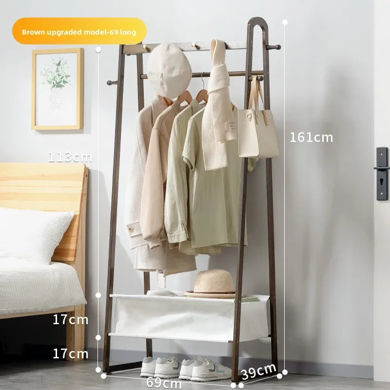 Hanging clothes shelves are placed at the end of the bedroom bed, and clothes artifacts are placed at night Oasis Select BD Walnut 69 Long