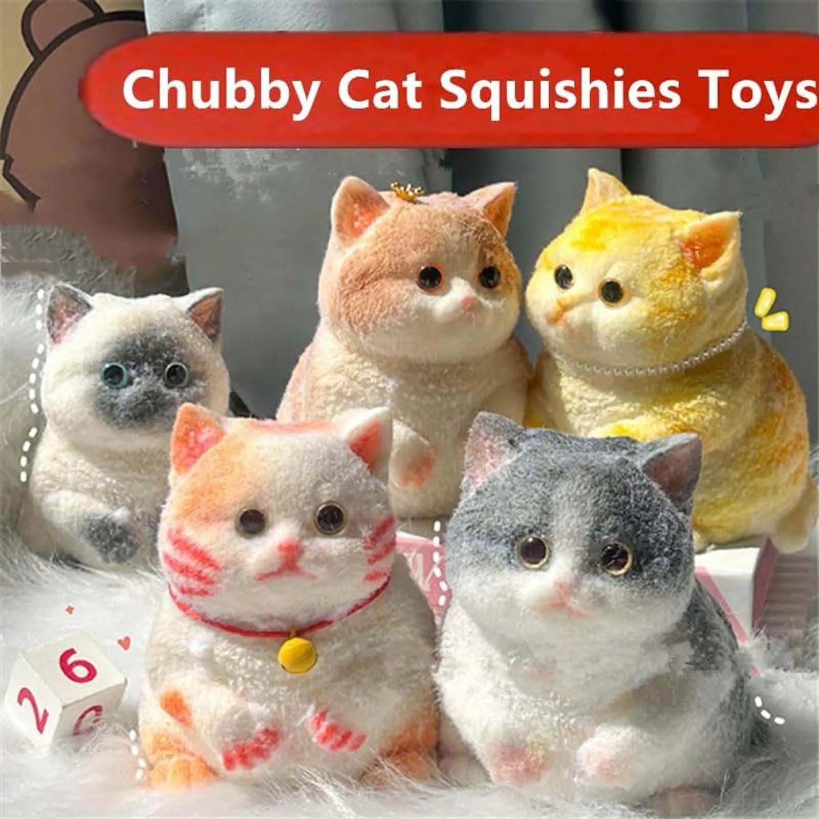 Taba Cute Chubby Cat Orange Cat Plush Soft Sticky Girl Kids Birthday Gift Fidget Toy Pet Ornaments Gifts Oasis Select