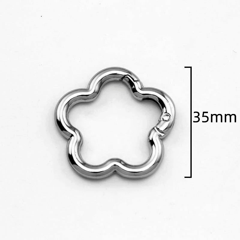 5pcs Metal Flower Shape Keychain Clasp Swivel Snap Key Chain Bulk Blossom Spring Snap Lobster Claw Hook for Keyring Craft DIY Oasis Select Gun Black 35mm
