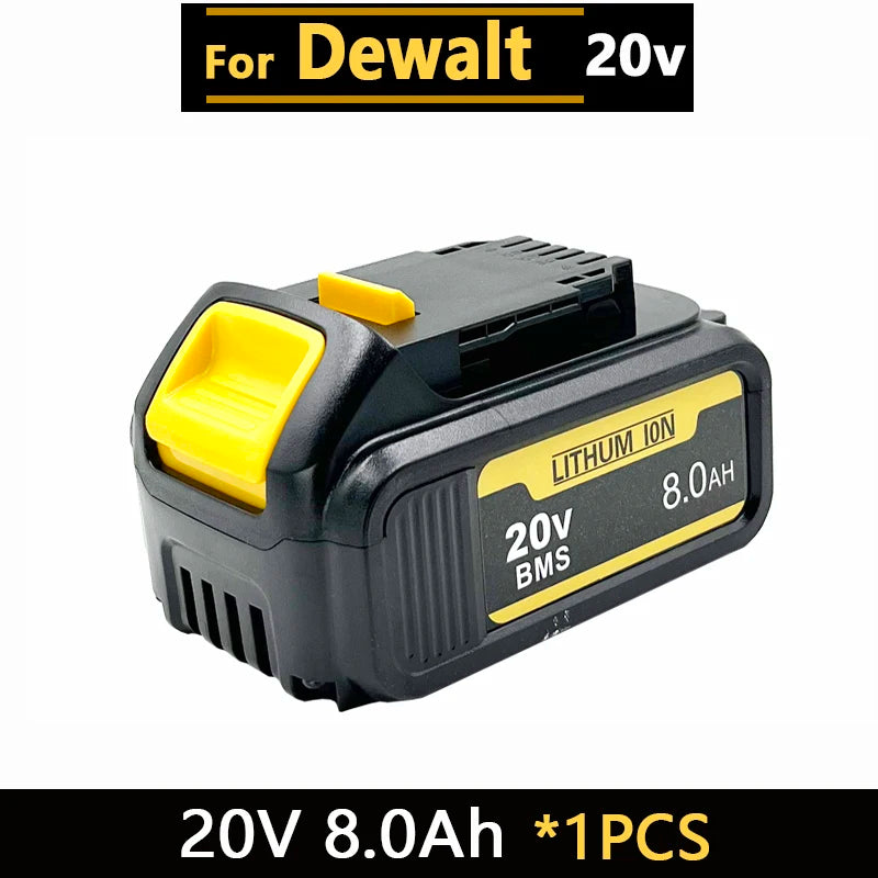 [Battery + Charger Set] 18-20V 6.0Ah/8.0Ah/12.0Ah Lithium Battery for DEWALT 20V MAX XR, DCB207 DCB205 DCB206, Oasis Select 1PCS 20V 8.0Ah