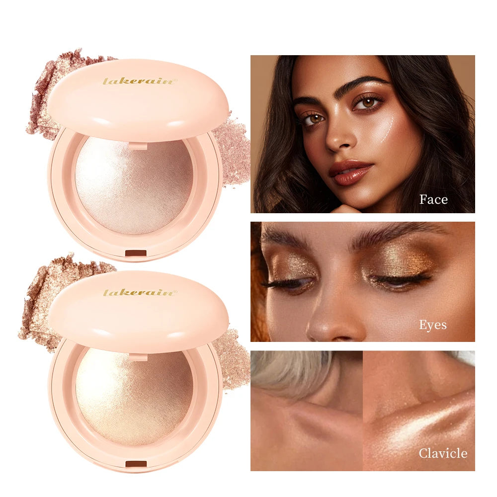 Face Highlighter Powder Instant Silky Skin Glow Long Lasting Waterproof Baked Shimmer Illuminator Makeup Contouring Glitter Oasis Select