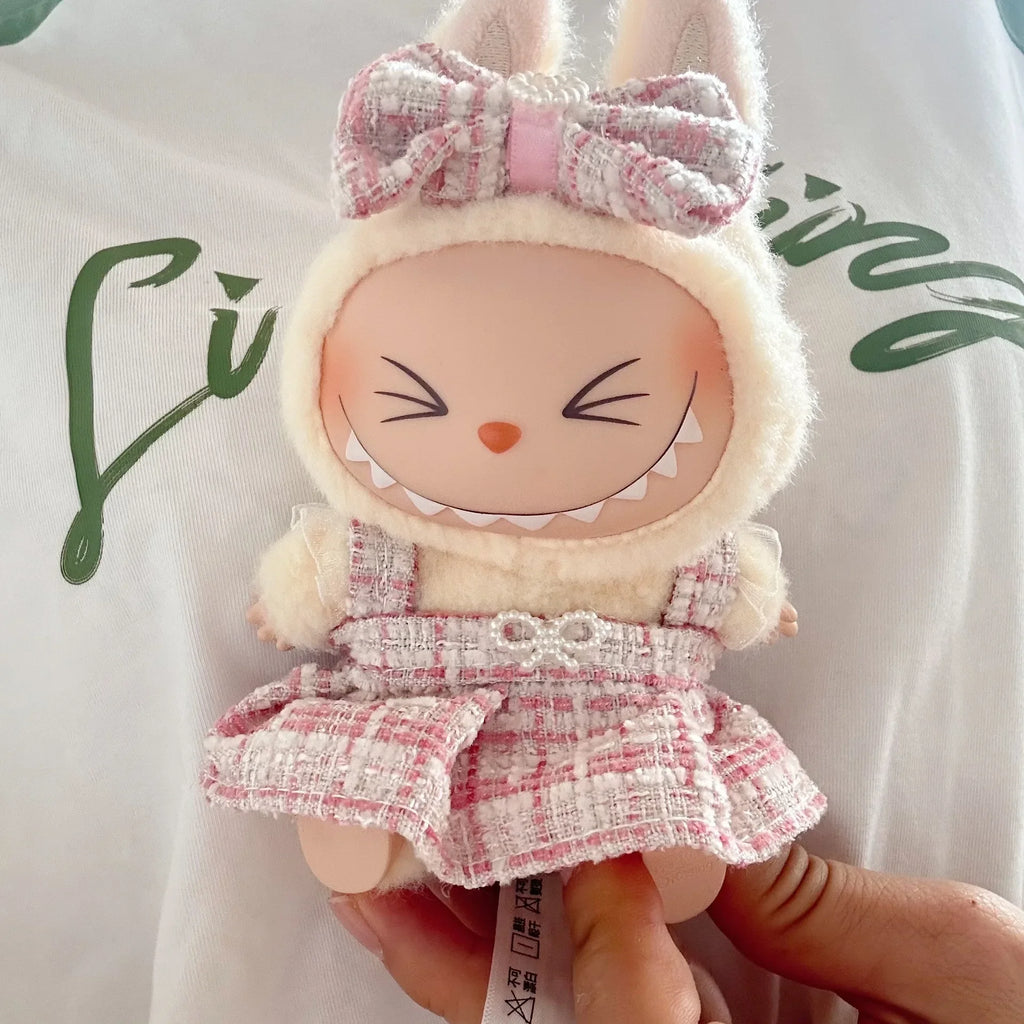 17cm Mini Plush Doll'S Clothes Outfit Accessories For Korea Kpop Exo Labubu Idol suit Clothing Gift，Only clothes and no dolls Oasis Select 2pcs set pink D