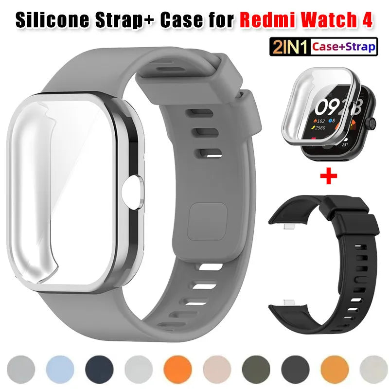 Redmi Watch 4 Silicone Strap & TPU Case Set – Shockproof Cover Smartwatch Strap Set Oasis Select