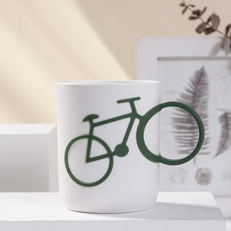 Bicycle Handle Couple Toothbrush Cup PP Mug Juice Water Milk Student Dormitory Cups 400ml Eco-Friendly Wheat Straw Cup Juice Mug Oasis Select