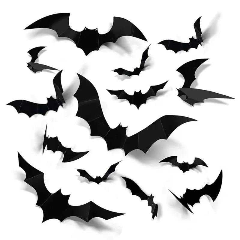 3D Pvc Bat Halloween Decorations on The Wall Black Bats Wall Stickers Halloween Scary Props Oasis Select